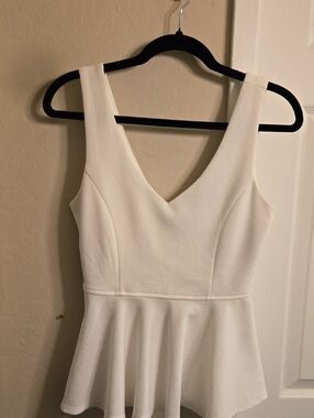 Forever 21 White V-Neck Peplum Camisole